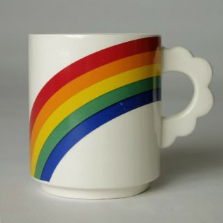 Vintage Rainbow Pride Coffee Mug Cloud Handle By Spencer 