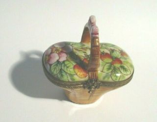 Rochard Limoges France Sevres - Style Strawberry Basket Trinket Box Hand Painted