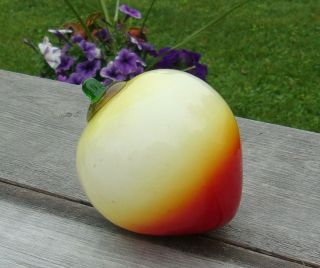 Art Glass Fruit Vegetable Figural White & Red Turnip Green Stem Country Kitchen
