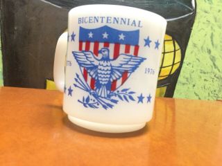 Glasbake Bicentennial 1976 Milk Glass Mug Vintage Cup Patriotic