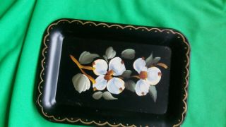 Vintage Set Of 3 Small Hand Painted Metal Trays From Nashco Products