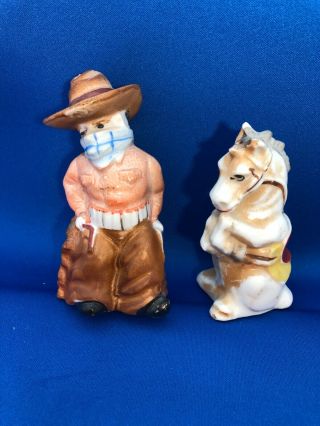 Vintage Cowboy And His Horse Salt And Pepper Shakers - Japan