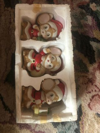 Vintage Homco Santa Mouse Ceramic Christmas Figurines Set Of 3 Mice 5405