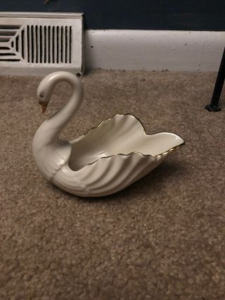 Vintage Lenox Swan Porcelain Trinket Dish Bowl Hand Decorated 24k Gold
