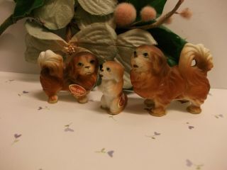 Vtg.  Bone China Miniature Figurines Pekingese Dog,  Puppy Family