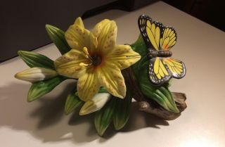 Seymour Mann Butterfly & Flower Porcelain Figurine Signed By Bernini Tm