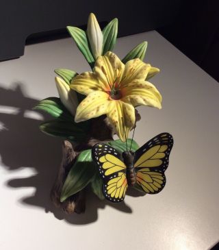 Seymour Mann Butterfly & Flower Porcelain Figurine Signed By Bernini TM 2