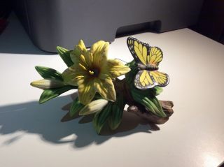 Seymour Mann Butterfly & Flower Porcelain Figurine Signed By Bernini TM 5