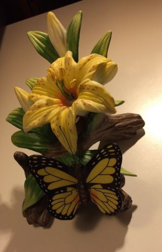Seymour Mann Butterfly & Flower Porcelain Figurine Signed By Bernini TM 7