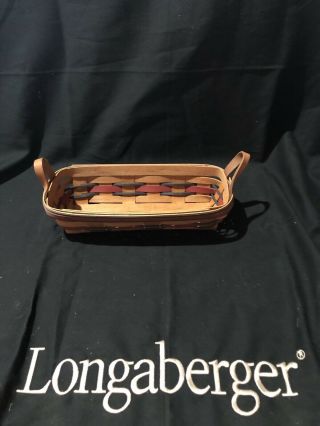 1993 Longaberger Bread / Cracker Basket With Leather Handles 11.  5 Inch