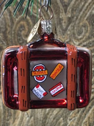 Radko Little Gems 2000 " Bon Voyage " Suitcase Ornament - Retired - Item 00 - 526 - 0