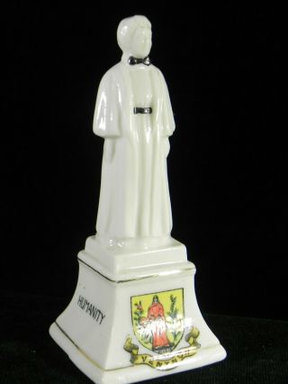 Willow China Crested Ware Edith Cavell Brussels Statue W Ventnor Crest 4.  5 " Exc