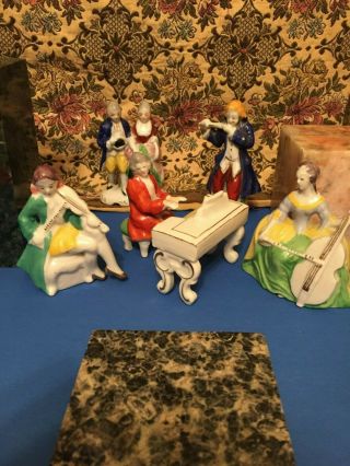 Occupied Japan Figurines Set Of 6 Vintage Ceramics Colonial/french Louis Xv
