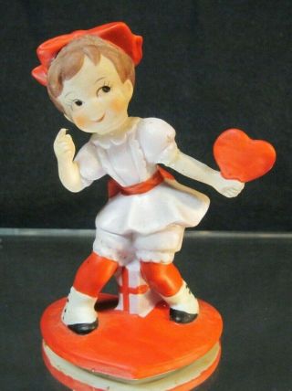 Vintage Lefton China Valentine Girl Figurine,  Hand Painted 00150