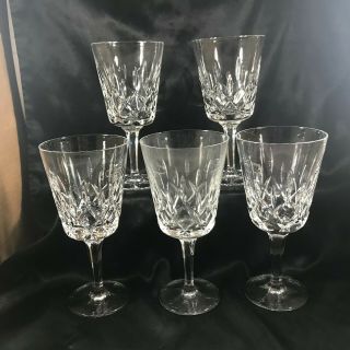 Set Of 5 Gorham King Edward Crystal Wine Glasses Goblets 7 - 1/8”