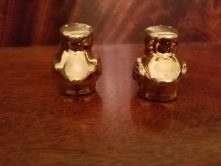 Miniature Vintage Gold Porcelain Duck SALT & PEPPER SHAKERS Cork Stoppers Japan 4