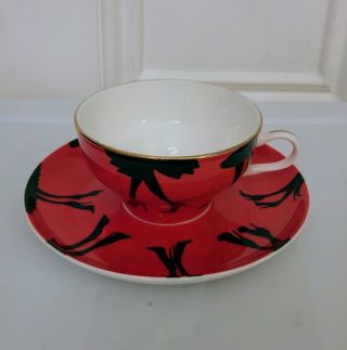 Nordstrom R.  Toledo " Red Shoes " Teacup And Saucer Red Black China Dinnerware