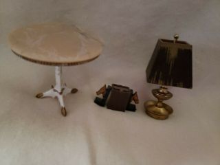 Vtg 1964 Petite Princess Dollhouse Furniture Ideal Heirloom Table And Lamp