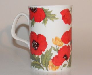 Roy Kirkham Monet Teacup Cup / Lancaster Mug England Bone China Red Poppies