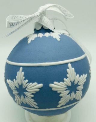 Wedgwood Blue With White Snowflake Ornament Ball