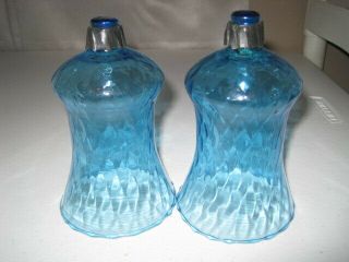 Home Interiors Set 2 Blue Diamond Look Fluted Candle Votive Cups Glass Holders