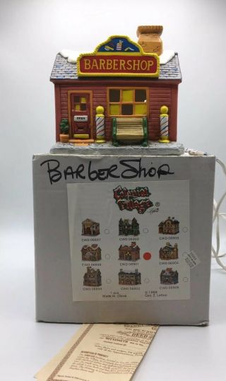 Lefton Colonial Village Barber Shop W/box And Deed - 06901 - 1998 Lights Up