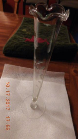 Tall Clear Glass 10 " Bud Flower Vase Single Rose Unbranded