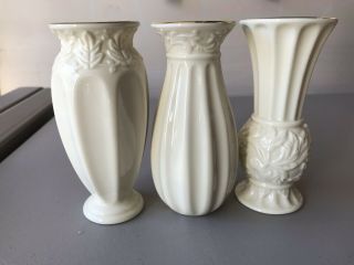 Lenox Rose Blossom Bud Vases W/ Gold Trim Set Of Three 3 Vases
