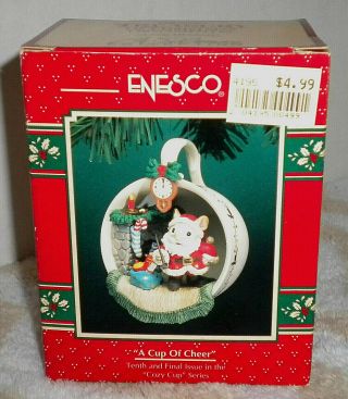 Enesco A Cup Of Cheer W/mouse Christmas Ornament 10 In " Cozy Cup " Series 1996