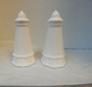 Pfaltzgraff Heritage White Lighthouse Salt And Pepper Shakers Range Ceramic