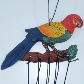 Hand Painted Wind Chime Macaw Parrot Hanging Porch Garden Decoration Windchime