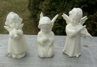 3 Vtg Goebel West Germany Christmas Angels W Praying,  Violin & Horn Instruments