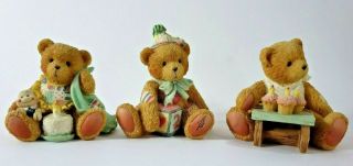 Cherished Teddies Birthday Beary Special Ages 1,  2 And 3 Set Of 3 Birthday Bears
