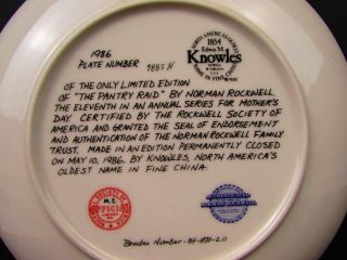 Knowles Norman Rockwell The Pantry Raid Collector Plate MIB 2