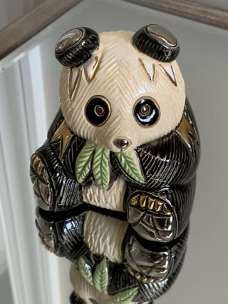 De Rosa Rinconada Handmade Ceramic Gold Trim Adorable Panda Figurine,  Uruguay