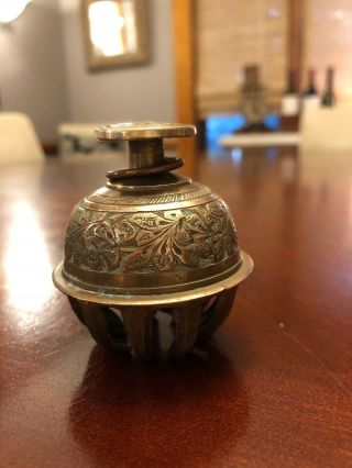 Vintage India Etched Brass India Elephant Or Prayer Claw Bell Sound