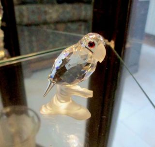 Swarovski Crystal Parrot Bird Figurine With Colored Eyes