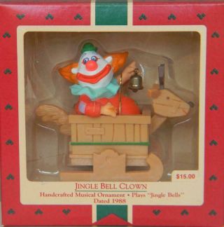 Hallmark 1988 Jingle Bell Clown Musical Wind - Up Christmas Ornament