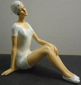 Vintage Resin Flapper Bathing Beauty Figurine