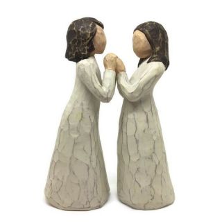 Willow Tree Sisters By Heart Susan Lordi 2000 Demdaco Figurine Brunette 2 Piece