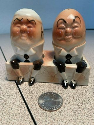 Vintage Salt & Pepper Shakers: Humpty Dumpty 3 Piece Japan Nursery Rhyme