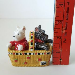 Mary Engelbreit Scottie Dogs in Basket Salt and Pepper Shakers Set 4
