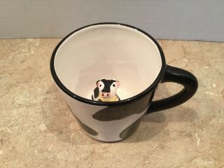 Black And White Cow Coffee Mug Tea Cup Lotus 1998 Dairy Farm Peekaboo Surprise