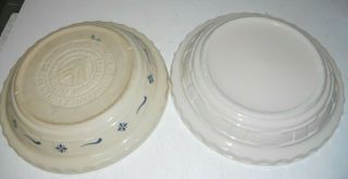 Set of 2 Longaberger Pottery pie plates blue and ivory woven traditions 4