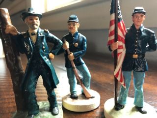 Sebastian Miniatures,  3 Pc Civil War Union Troops And Grant.  2 Figurines Signed