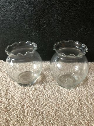2 Clear Fluted Top Glass Candle Holder Vase Wedding