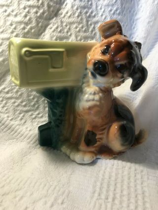 Vintage Sweet Doggy Small Ceramic Planter Or Vase Or ??