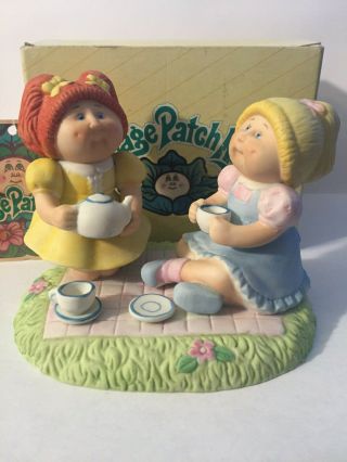 1984 Cabbage Patch Kids Porcelain Figurine " Tea For Two " Girls No.  5018
