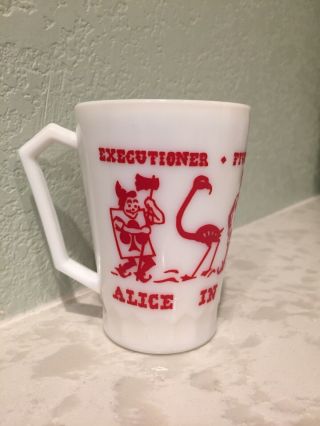 Alice In Wonderland Queen Of Hearts Vintage Milk Glass Hazel Atlas Mug