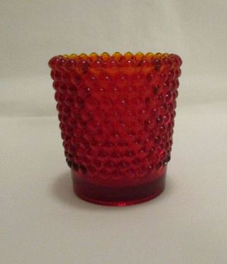 Vintage Hobnail Red Glass Votive Candle Holder -